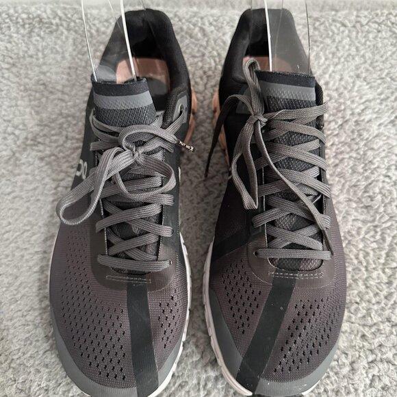 On Running Cloud Shoes Womens Size 8 Black Gray Peach Swiss Engineering Athletic - Picture 2 of 10